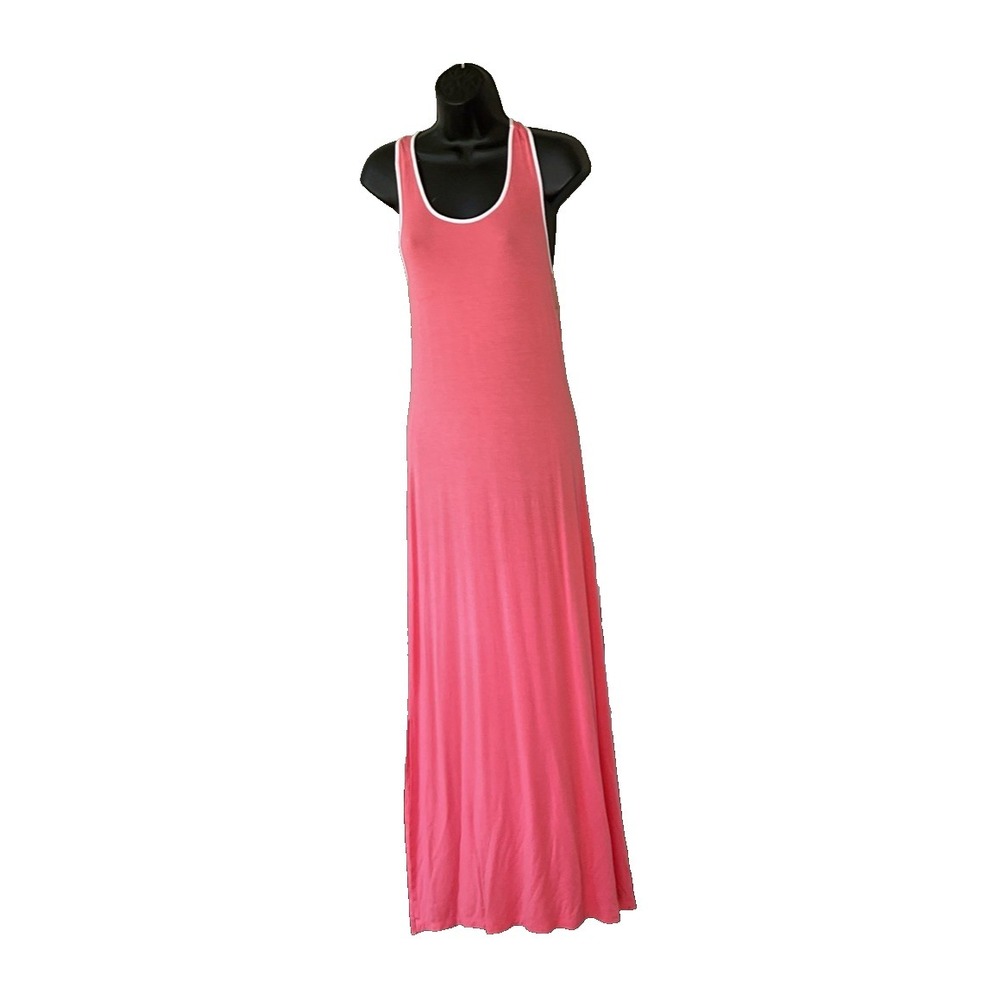 AVALEIGH Women's Pink Stretch Jersey Knit Racer Back Comfy Maxi Travel Dress S